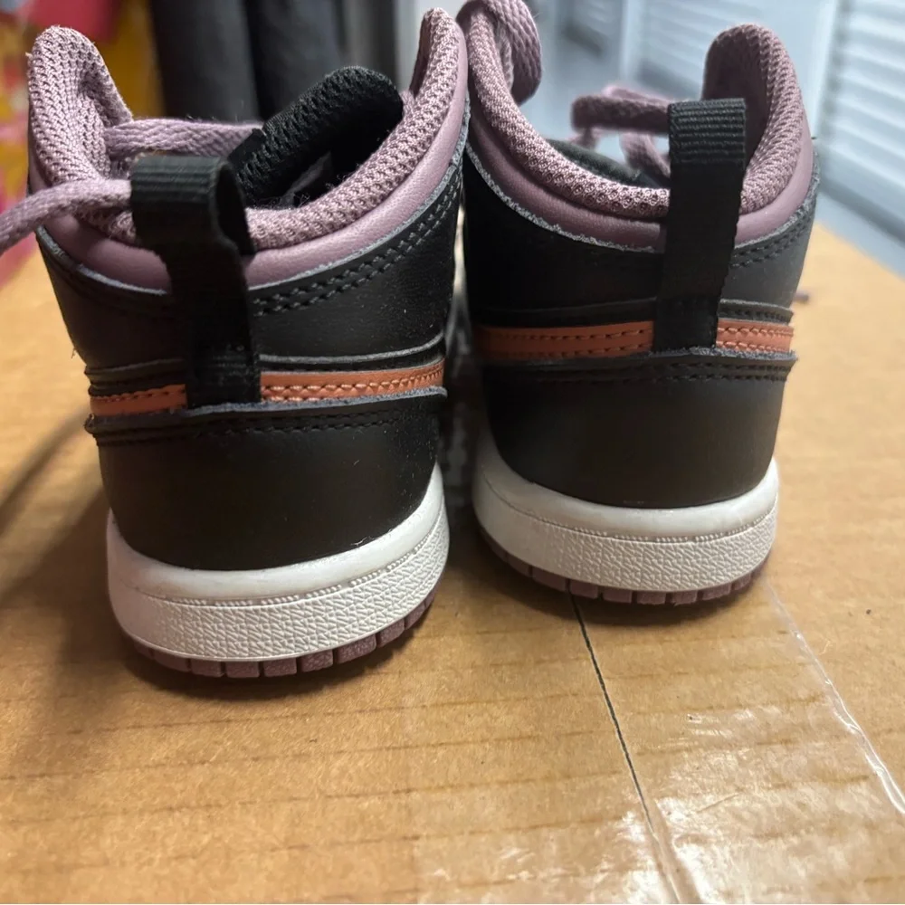 Jordan Black and Orange High-Top Sneakers with Box - Picture 7 of 9